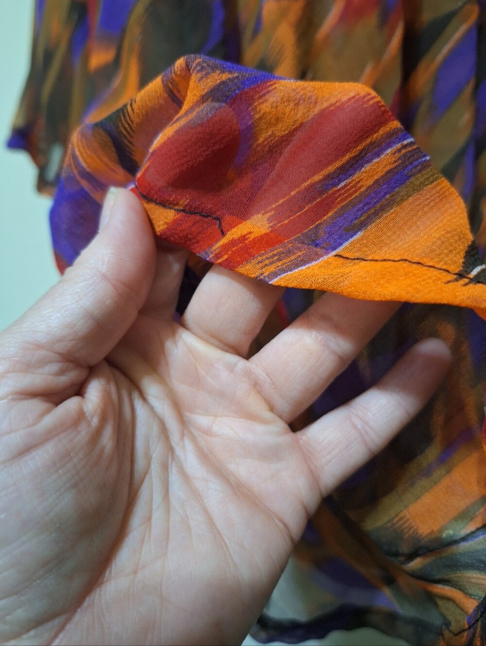 Vintage BAWA Canada Rayon Abstract Print Handkerchief Hem Maxi Dress 1X - Picture 7 of 12